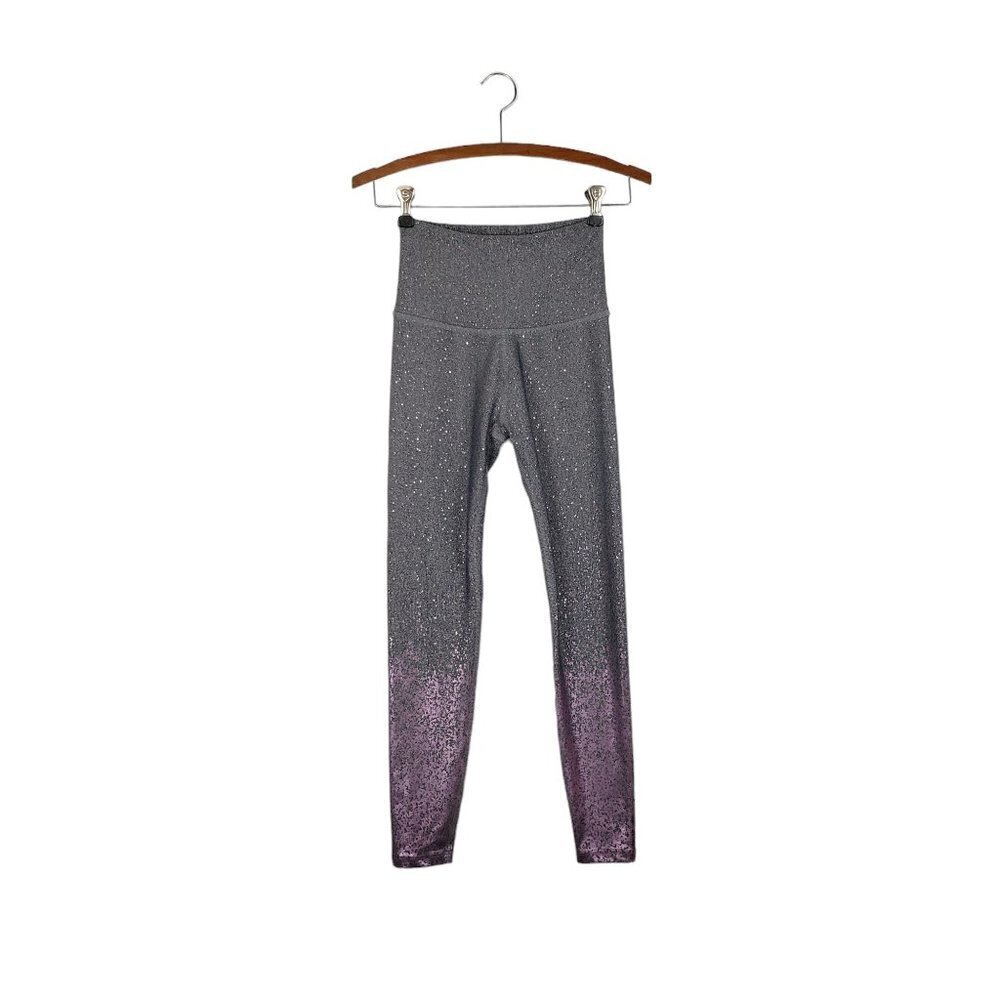 Beyond Yoga Alloy Ombre Leggings High Waisted Gray Pink Metallic Size Small